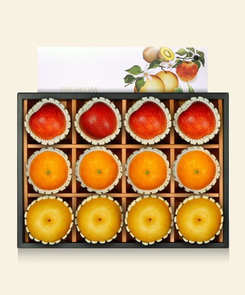 [명품] 프리미엄 사과&배&레드향 혼합 선물세트(12과)